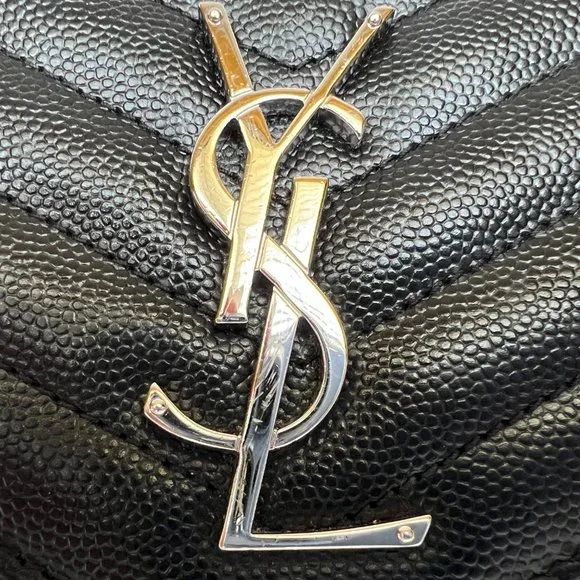 YSL Saint Laurent MONOGRAM CHAIN WALLET | BLACK GRAIN DE POUDRE EMBOSSED LEATHER - Picture 4 of 16